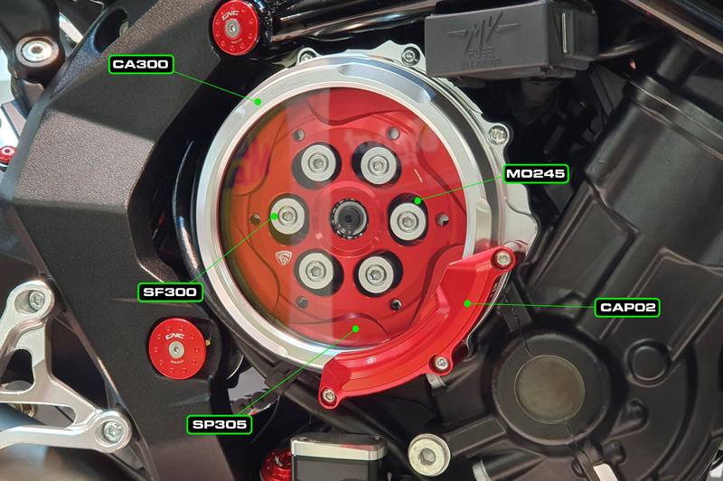 Clear clutch cover MV Agusta - Mounting kit with accessories