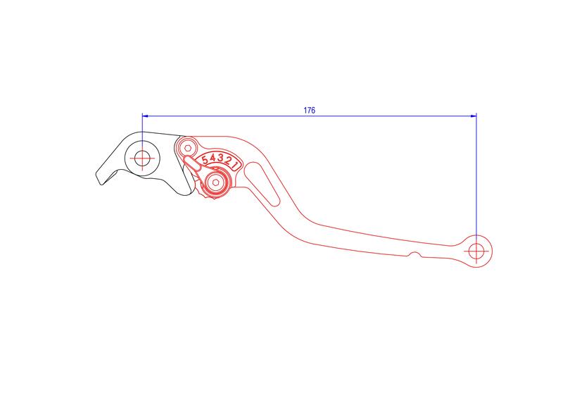 Long Adjustable 180mm Brake Lever in Billet Aluminum