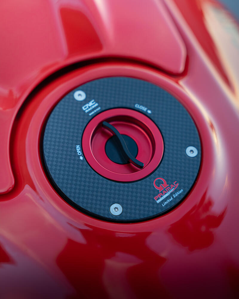 Fuel tank cap with flange carbon fiber, Pramac Racing Limited Edition version