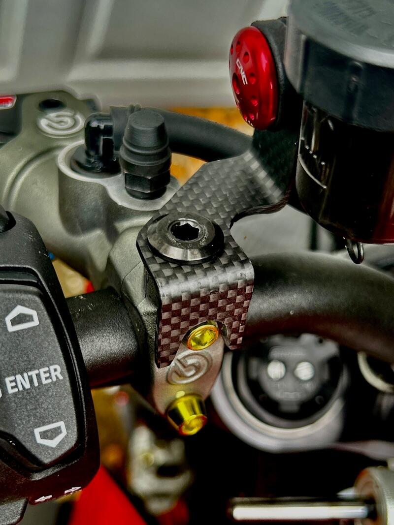 Front brake and clutch oil tank brackets - matt carbon