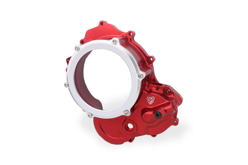 Carter trasparente per frizioni a olio Ducati - Edizione Bicolore Red/Silver