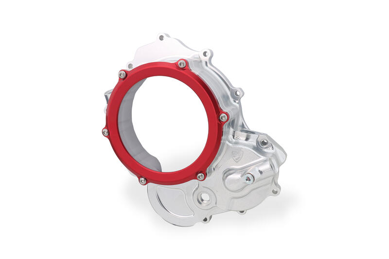 Carter trasparente per frizioni a olio Ducati - Edizione Bicolore Silver/Red