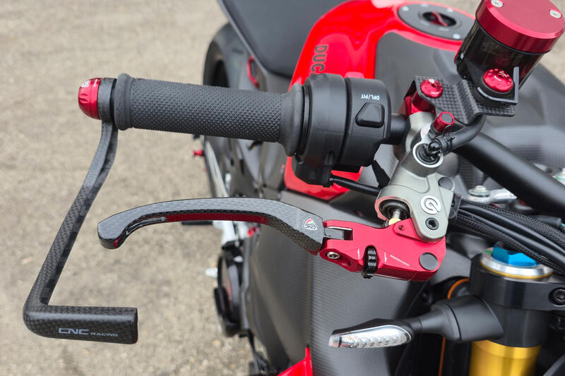 Brake Lever RACE EVO Folding Glossy Carbon For Brembo Semi-radial Master Cylinders Red